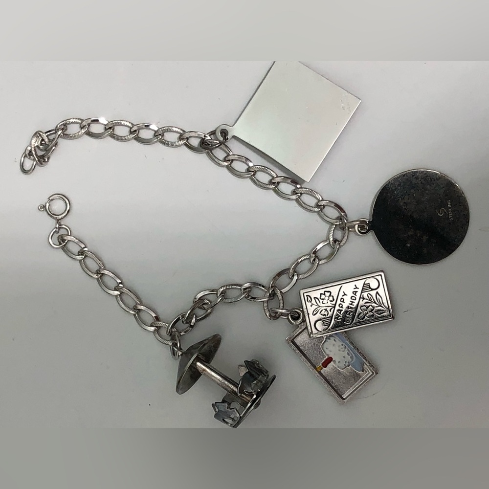 Vintage Sterling Silver Charm Bracelet Sweet 16years Sz 6.5 - Picture 7 of 9